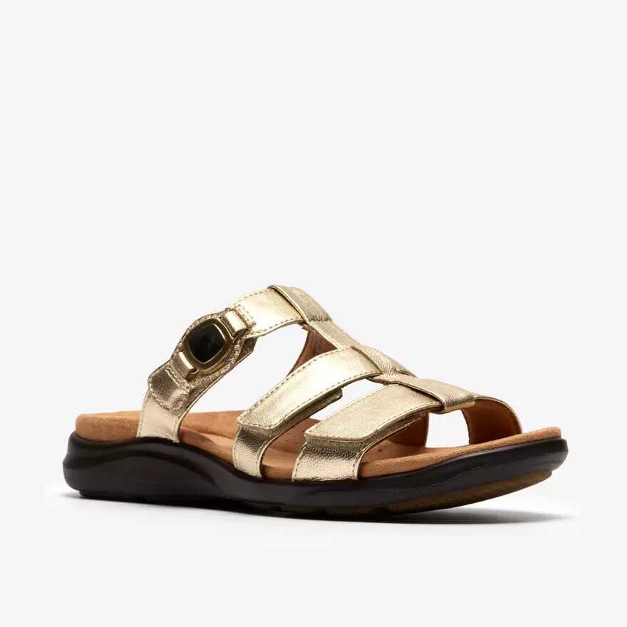 Kitly Pearl flade sandaler i champagnefarvet læder til kvinder Kitly Pearl flade sandaler i champagnefarvet læder til kvinder