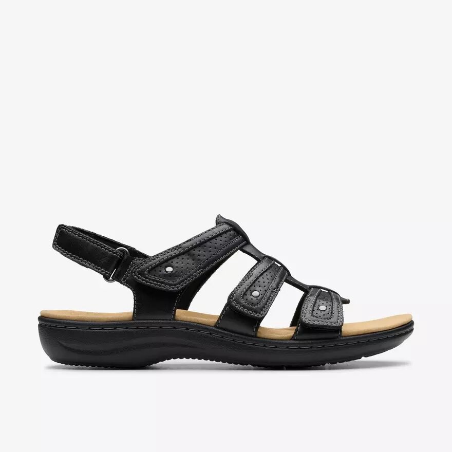 Laurieann Ivy flade sandaler i sort læder til kvinder Laurieann Ivy flade sandaler i sort læder til kvinder