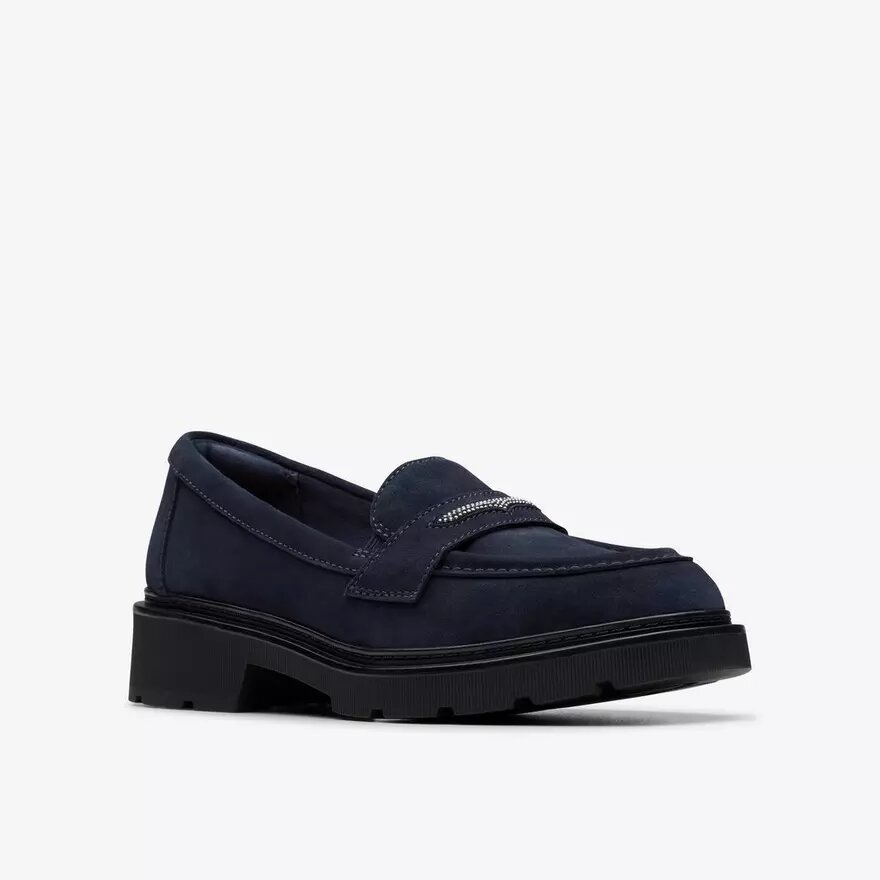 Lauryl Step loafers i marineblåt ruskind til kvinder Lauryl Step loafers i marineblåt ruskind til kvinder