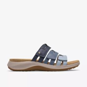 Maelynn Abby blå kombinerede flade sandaler til kvinder