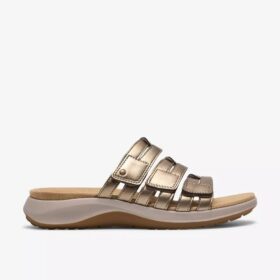Maelynn Abby guldmetalliske flade sandaler til kvinder