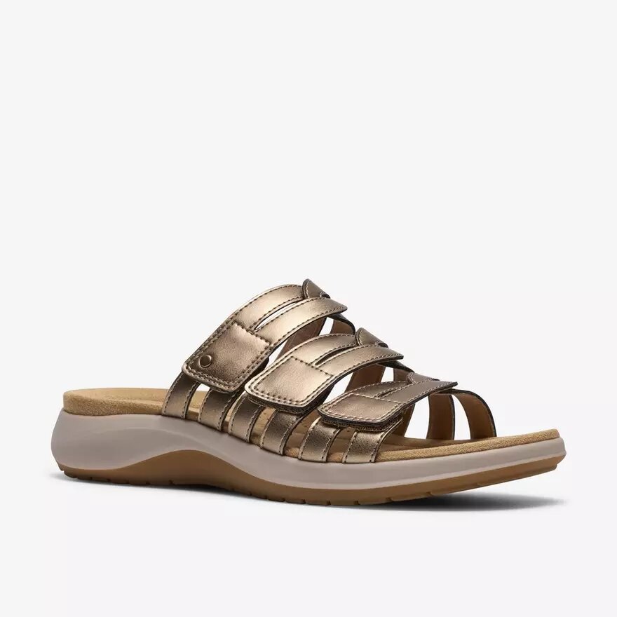 Maelynn Abby guldmetalliske flade sandaler til kvinder Maelynn Abby guldmetalliske flade sandaler til kvinder