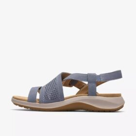 Maelynn Gem flade sandaler i denimblå nubuck til kvinder