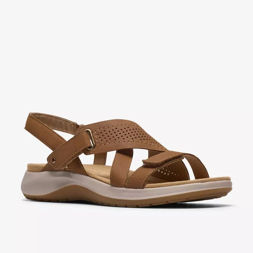 Maelynn Gem Tan flade sandaler i nubuck til kvinder Maelynn Gem Tan flade sandaler i nubuck til kvinder