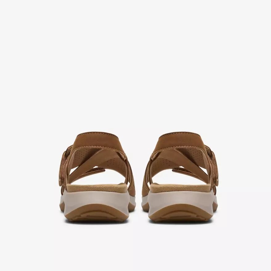 Maelynn Gem Tan flade sandaler i nubuck til kvinder Maelynn Gem Tan flade sandaler i nubuck til kvinder