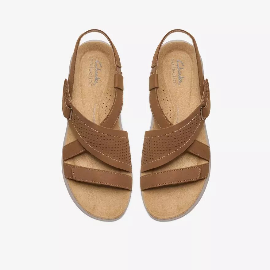 Maelynn Gem Tan flade sandaler i nubuck til kvinder Maelynn Gem Tan flade sandaler i nubuck til kvinder