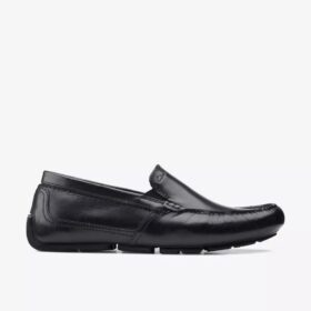 Markman Plain sorte læder-Loafers til mænd