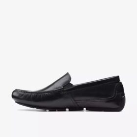 Markman Plain sorte læder-Loafers til mænd