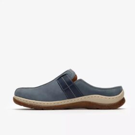 Orlene-træsko til kvinder i denimblå nubuck – Træsko & Mules