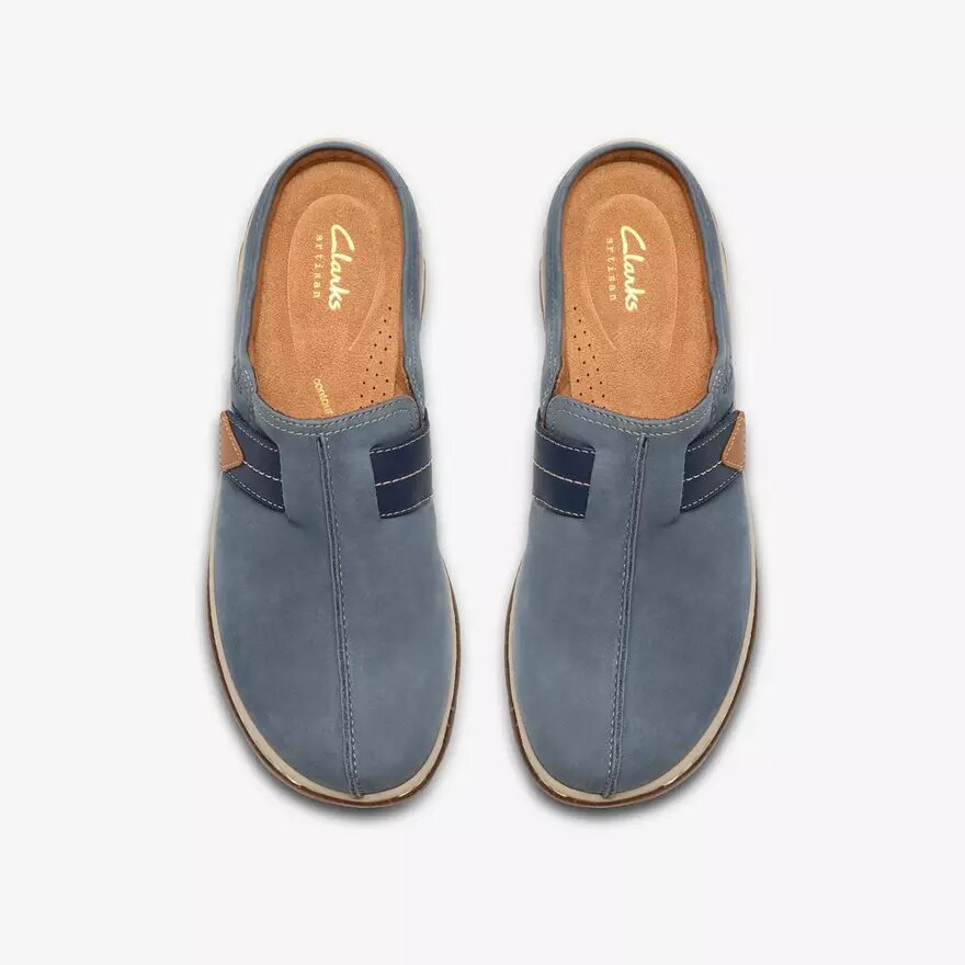 Orlene-træsko til kvinder i denimblå nubuck – Træsko & Mules Orlene-træsko til kvinder i denimblå nubuck – Træsko & Mules