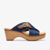 Seannah Nora mørk denim-kilehæle-sandaler til kvinder Seannah Nora mørk denim-kilehæle-sandaler til kvinder