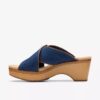 Seannah Nora mørk denim-kilehæle-sandaler til kvinder Seannah Nora mørk denim-kilehæle-sandaler til kvinder