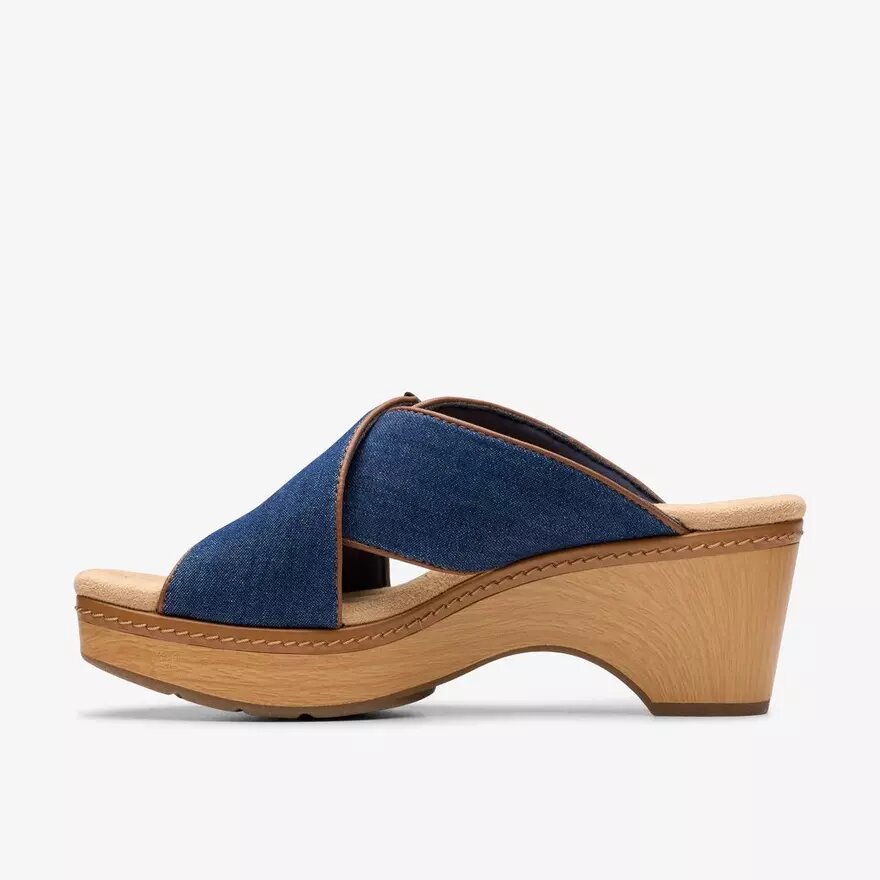 Seannah Nora mørk denim-kilehæle-sandaler til kvinder Seannah Nora mørk denim-kilehæle-sandaler til kvinder