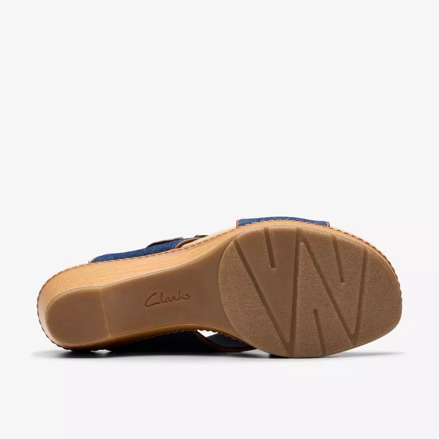 Seannah Nora mørk denim-kilehæle-sandaler til kvinder Seannah Nora mørk denim-kilehæle-sandaler til kvinder