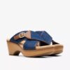 Seannah Nora mørk denim-kilehæle-sandaler til kvinder Seannah Nora mørk denim-kilehæle-sandaler til kvinder