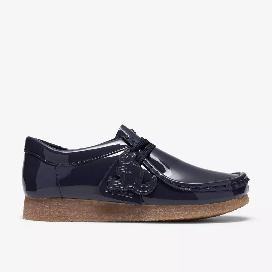 Wallabee Big Kid til drenge i marineblå laklæder Wallabee Big Kid til drenge i marineblå laklæder
