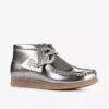 Wallabee-støvler til drenge – store børn – sølvfarvede Wallabees i laklæder