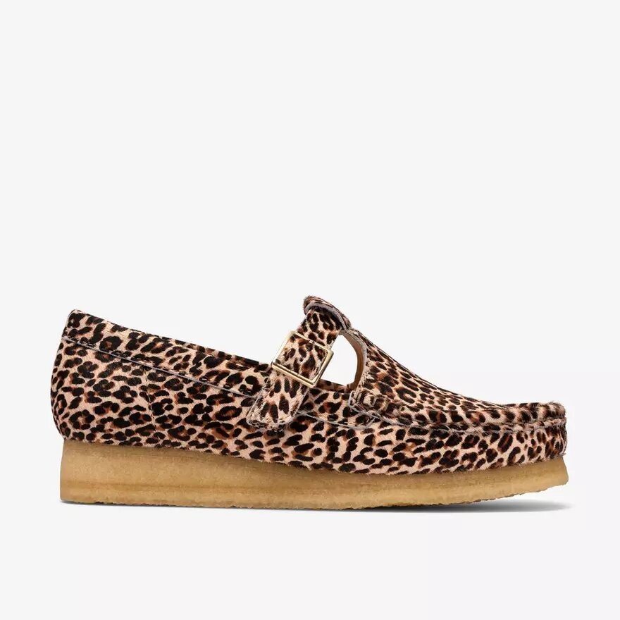 Wallabee T-bar-sko til kvinder med leopardmønster Wallabee T-bar-sko til kvinder med leopardmønster