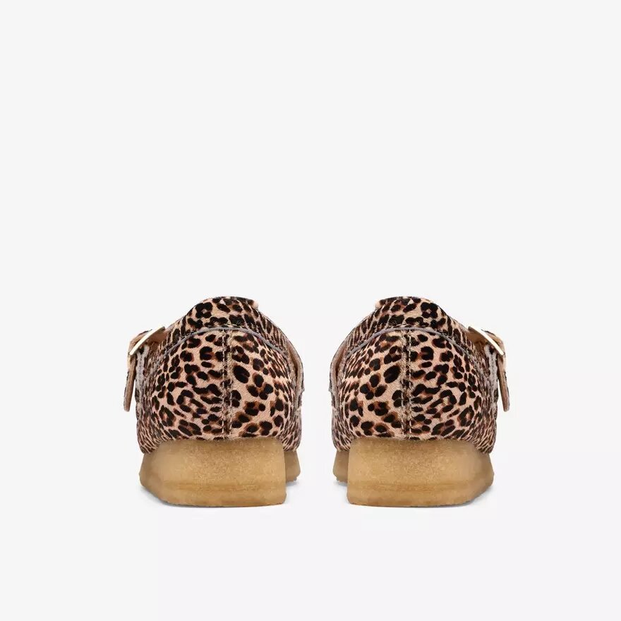 Wallabee T-bar-sko til kvinder med leopardmønster Wallabee T-bar-sko til kvinder med leopardmønster