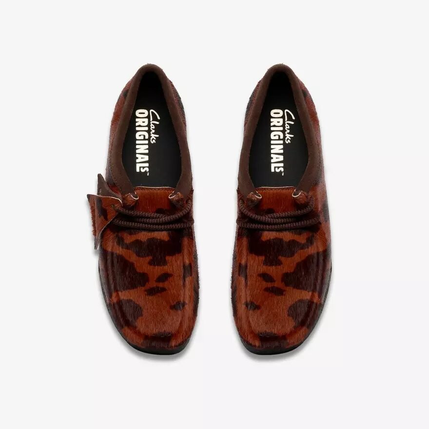 Wallabee til kvinder. Brune Wallabees med ko-print Wallabee til kvinder. Brune Wallabees med ko-print