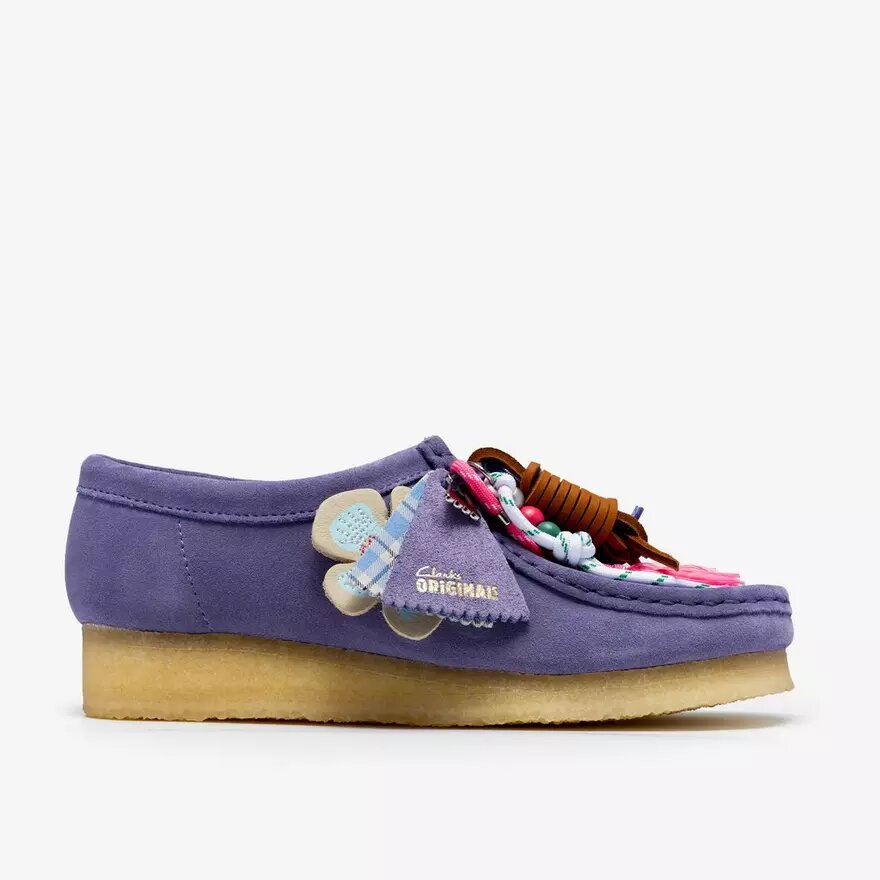 Wallabee til kvinder i lilla med interessante detaljer Wallabee til kvinder i lilla med interessante detaljer