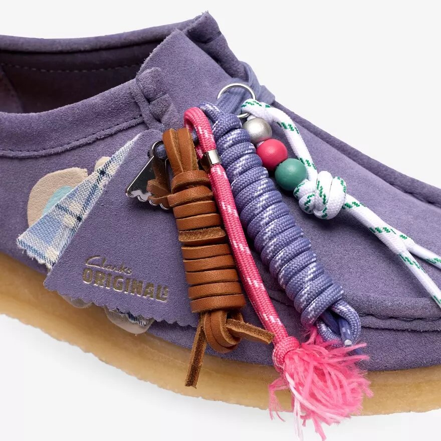 Wallabee til kvinder i lilla med interessante detaljer Wallabee til kvinder i lilla med interessante detaljer