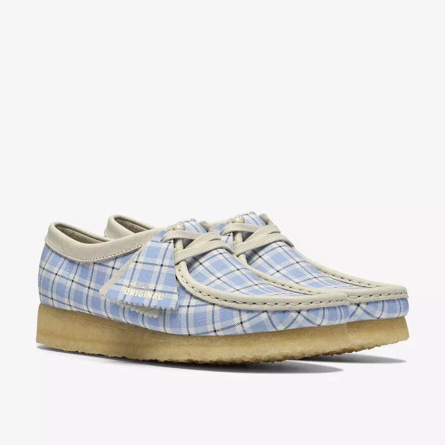 Wallabee til kvinder med blå gingham-tern Wallabee til kvinder med blå gingham-tern