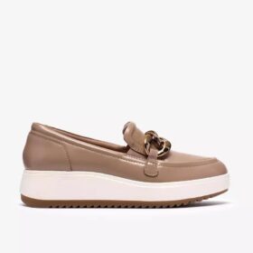 Zylah May taupe læder Loafers til kvinder, USA